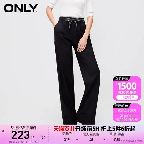 ONLY2023夏季新款通勤风抽绳百搭直筒西装裤休闲裤女图片