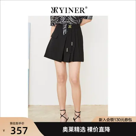YINER音儿女装2022夏季新款通勤风高腰阔腿短休闲裤图片
