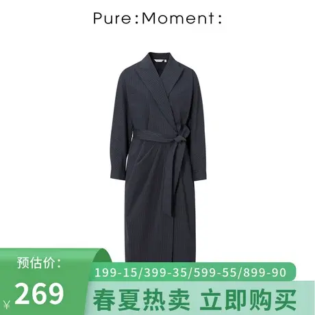 Pure:Moment/连衣裙21年显瘦高腰系带裙子女图片