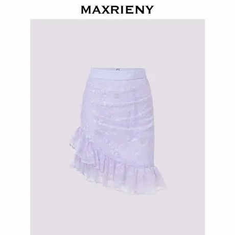 【奥莱】MAXRIENY甜美感半身裙不对称裙摆荷叶边设计裙子图片