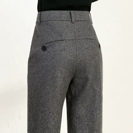 毛呢裤女秋冬烟管裤羊毛女裤九分裤子女士2023新款羊绒外穿哈伦裤图片