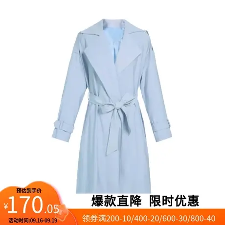 【艾格】中长款风衣女2023春季新款雪纺长袖工装外套大衣官方旗舰图片