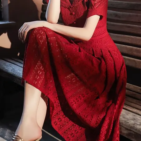 敬酒服新娘2024新款夏季结婚订婚小礼服连衣裙平时可穿蕾丝中长款图片