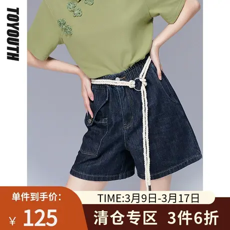 初语新款深蓝牛仔短裤女夏季个性宽松显瘦易搭配阔腿裤图片