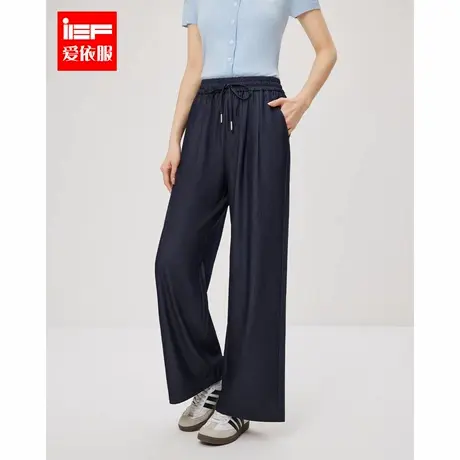 IEF/爱依服裤子2025夏季新款法式文艺知性气质垂直感百搭阔腿裤图片