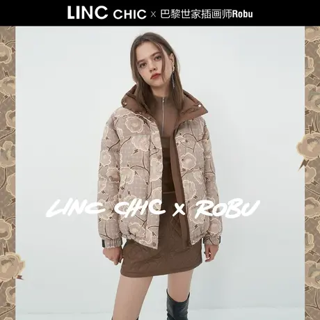 2023金羽杰#LINC设计师联名系列#立领反季女款短款面包服羽绒服女图片