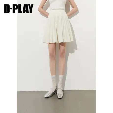 DPLAY2025年夏季新款白色百褶裙半身裙女针织短款裙子短裙半裙图片