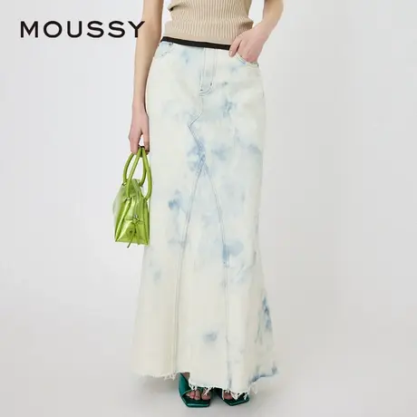 MOUSSY 夏季气质扎染鱼尾牛仔裙流苏半身裙010HS711-0430图片