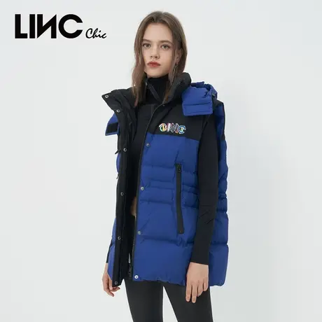 LINC金羽杰2023冬新款可拆卸朋克造型反季断码女款中长款羽绒服女图片