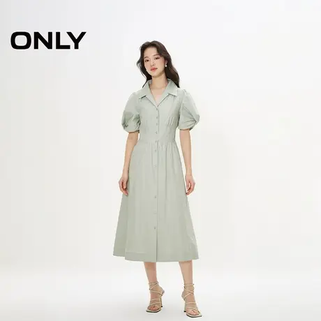 ONLY夏季通勤修身泡泡袖中长款衬衫连衣裙女|124207012图片