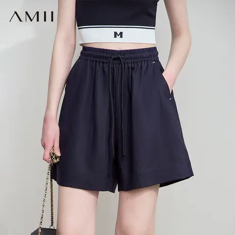 AMII【莱赛尔亚麻短裤】25夏韩版慵懒休闲宽松显瘦休闲运动短裤图片