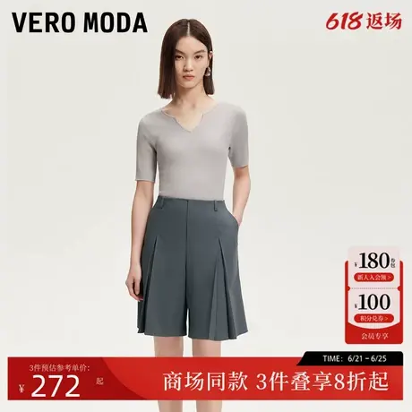 Vero Moda休闲裤女2025夏季新款褶皱设计显瘦简约短裤325215007图片