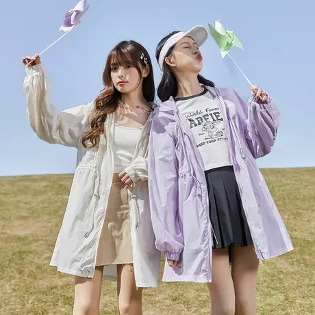 唐狮宽松防晒衫轻薄透气运动外套防晒衣女夏季防紫外线中长款图片
