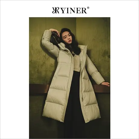 *YINER音儿女装冬季大牌高端中长款鹅绒羽绒服图片