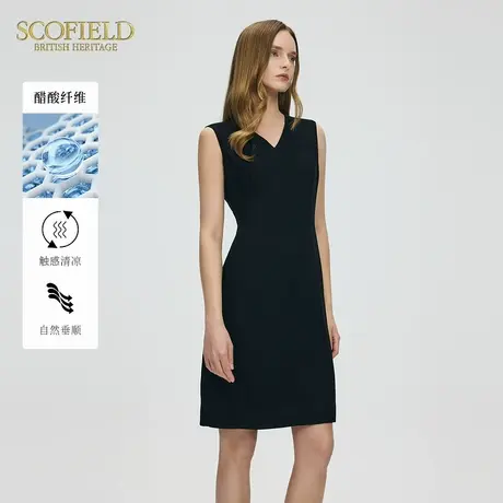【醋酸】Scofield女装法式简约无袖连衣裙V领修身长裙2025夏新品图片