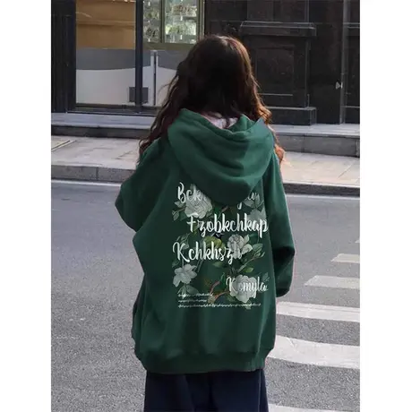 oversize卫衣女秋冬季小个子宽松韩系慵懒风连帽大码加绒加厚外套图片