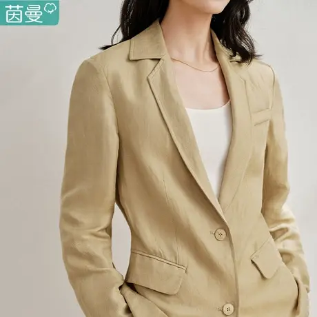 茵曼旗舰店亚麻法式小西装外套女2024年早春季新款高级感气质上衣图片