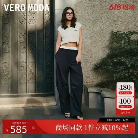 Vero Moda休闲裤2025夏季新款抽绳松紧腰头宽松阔腿裤3252PL008图片