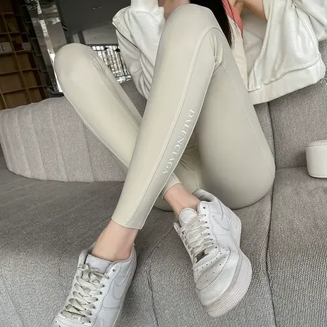 外穿拼接九分字母鲨鱼裤女2023春秋季款收腹提臀打底瑜伽芭比裤子图片