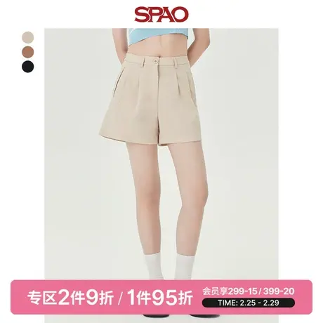 SPAO女士春季新款休闲宽松直筒高腰韩版短裤SPTHD25S20图片