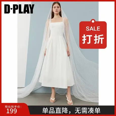 DPLAY2025夏季新款白色连衣裙女A字时尚无袖简单大方的吊带长裙图片