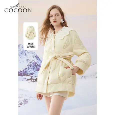 MISSCOCOON多巴胺冬日2023冬装新款女装开襟中长款收腰羽绒服女图片