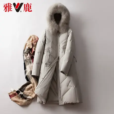 雅鹿大狐狸毛领羽绒服女中长款2022冬季新款气质连帽宽松保暖外套图片