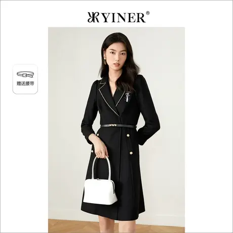 YINER音儿女装2022春新款收腰西装连衣裙图片