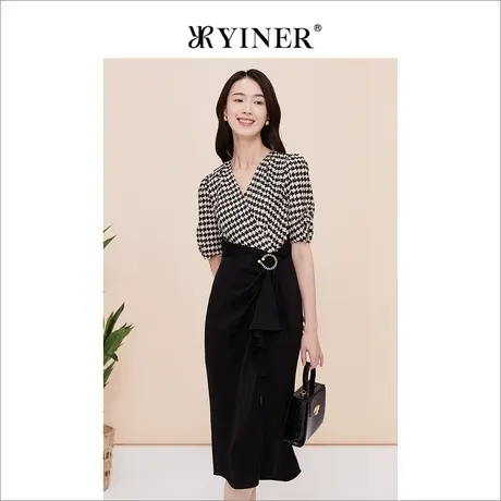 【醋酸系列】YINER音儿线上专选女装2023夏季V领通勤风连衣裙商品大图