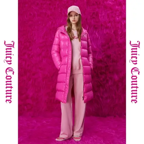 Juicy Couture橘滋秋女2023年新款甜栗奶油织修身长款外套羽绒服图片
