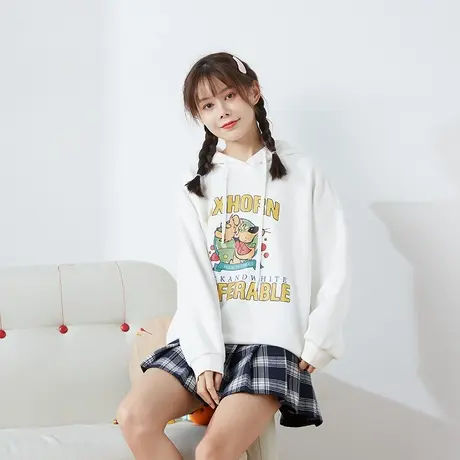 [商场同款]唐狮秋冬卫衣女小狗前胸大图连帽卫衣休闲套头百搭上图片