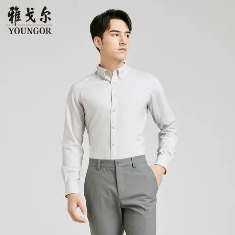 雅戈尔 商场同款男卡其素色休闲衬衫长袖衬衫YLNX130683YKA图片