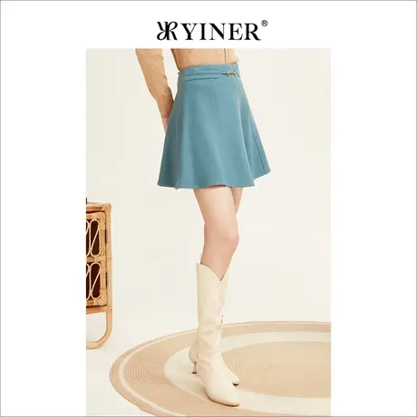 YINER音儿专选女装冬季法式优雅通勤羊毛半身裙图片