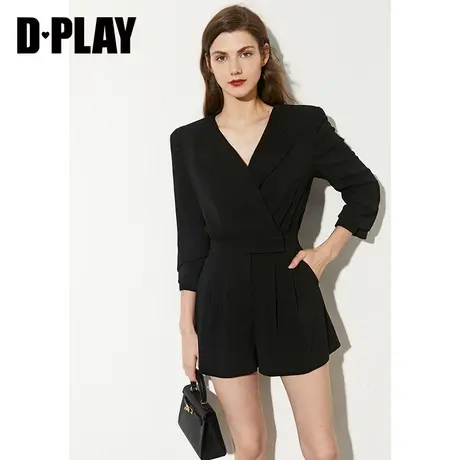 DPLAY德帕拉春新款休闲ol风黑色修身连体裤设计小众收腰短裤图片