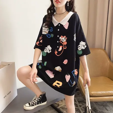 纯棉短袖T恤女装宽松2024年新款春季洋气中长款设计感打底衫爆款图片