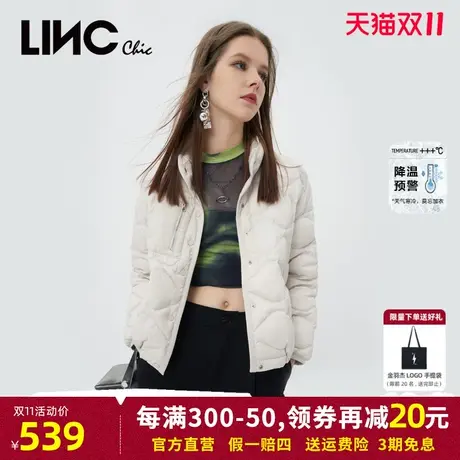 商场同款LINC金羽杰羽绒服女款2023年新款轻薄短款外套女反季断码图片