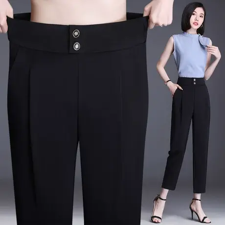 九分裤女夏季薄款冰丝女裤2025新款高腰显瘦直筒休闲裤中年妈妈裤图片