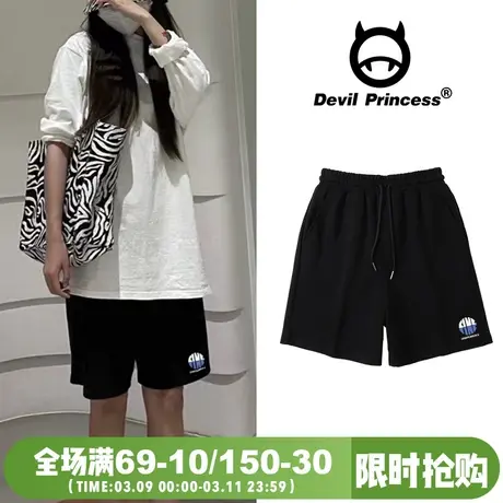 夏季新款运动风百搭黑色阔腿短裤女宽松显瘦oversize五分裤ins潮图片
