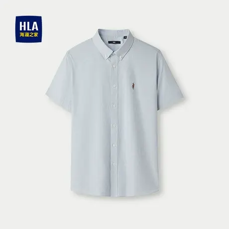 HLA/海澜之家条纹短袖休闲衬衫25春夏新刺绣通勤时尚舒适上衣男图片