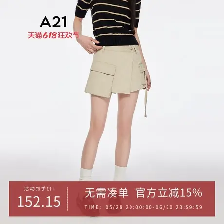 A21女装多口袋牛仔裤2025夏季新款简约裙裤设计感宽松显瘦短裤图片