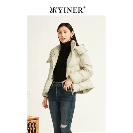 YINER音儿专柜女装2022冬季新款连帽短款羽绒服外套图片
