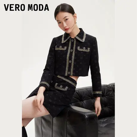 Vero Moda牛仔外套短裙套装女春季短款七分袖小香风气质324157007图片
