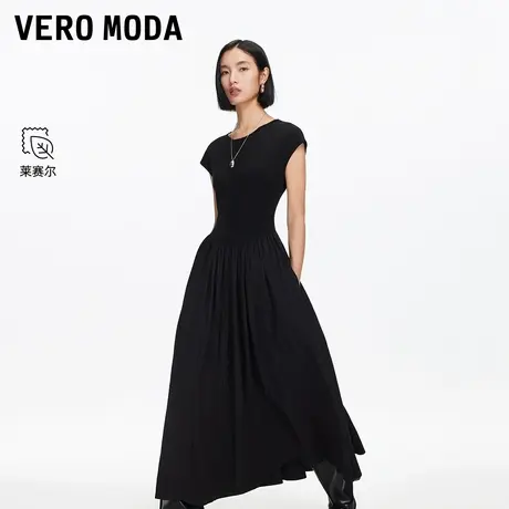 Vero Moda连衣裙2025秋季新款圆领纯色拼接伞裙优雅大气32537A023图片