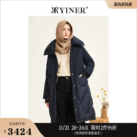 YINER音儿女装冬季时尚设计感中长款立领加厚保暖鸭绒羽绒服图片