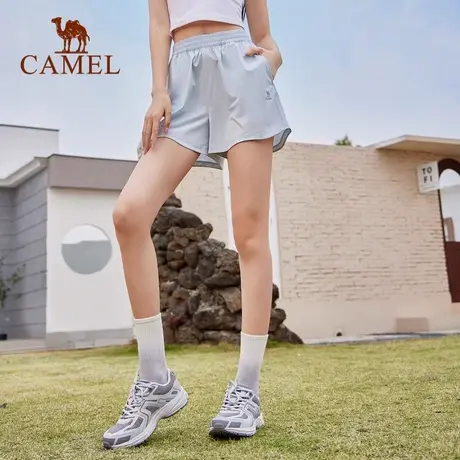 骆驼女装运动短裤2025夏季新款梭织短裤速干透气弹力休闲三分裤图片