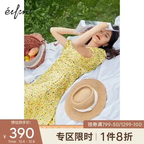 伊芙丽碎花泡泡袖连衣裙2021年夏季显瘦高腰法式显瘦温柔裙子女夏图片