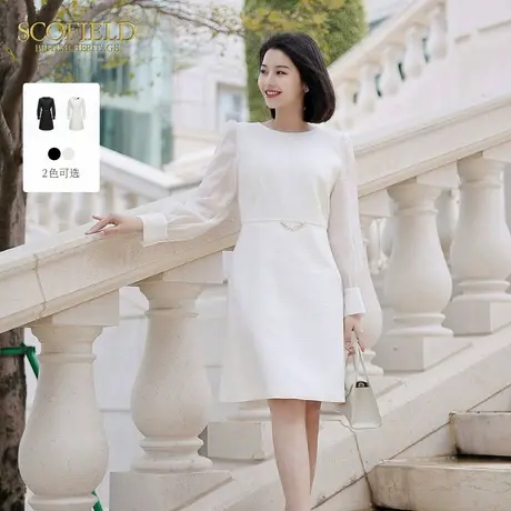 Scofield女装气质赫本风提花连衣裙收腰连衣裙2025夏季新品图片