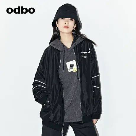 odbo 情侣款双面穿格纹棒球服外套女2022新款秋冬小众潮流时尚男图片