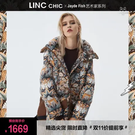 LINC金羽杰羽绒服女2023年冬新款反季断码短款专柜连帽女款面包服图片