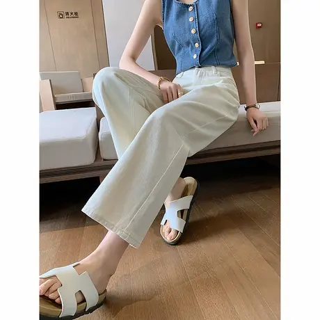 时尚气质牛仔裤2025年夏季新款女高腰通勤显瘦直筒百搭窄版九分裤图片